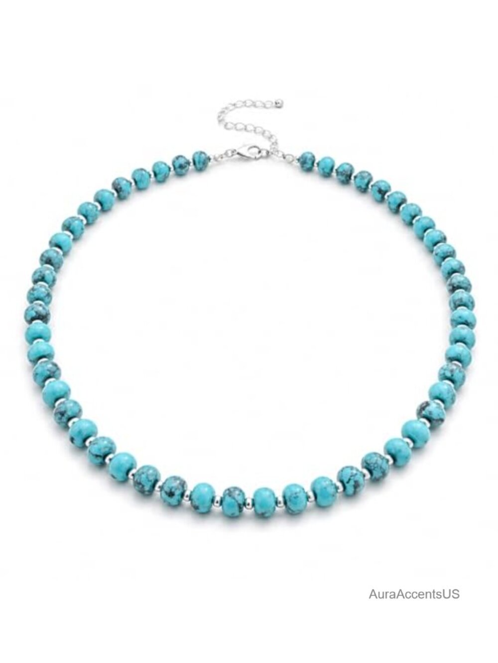 925 Sterling Silver Turquoise Beaded Necklace Adjustable Choker Western